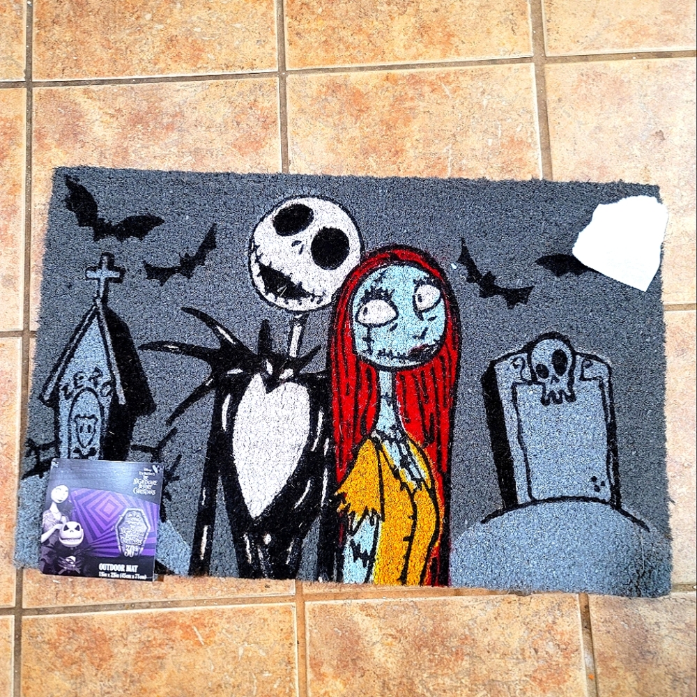 The Nightmare Before Christmas jack and sally doormat rug